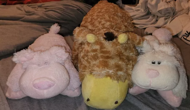 LOT of 3!  My Pillow Pet Plush Stuffed Animals  Giraffe, Bunny, and Pig