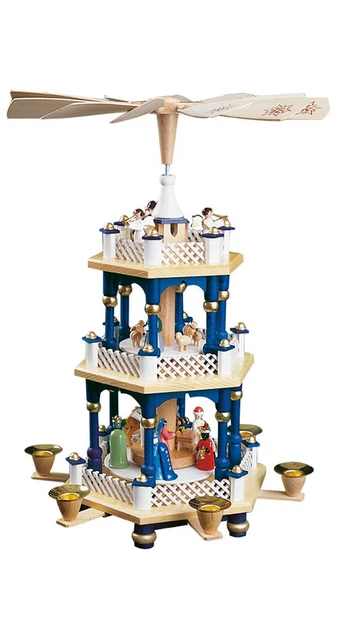 Pyramide de Noël scène de la Nativité, 2 étages, hauteur 40 cm, .. RG 16727 neuf
