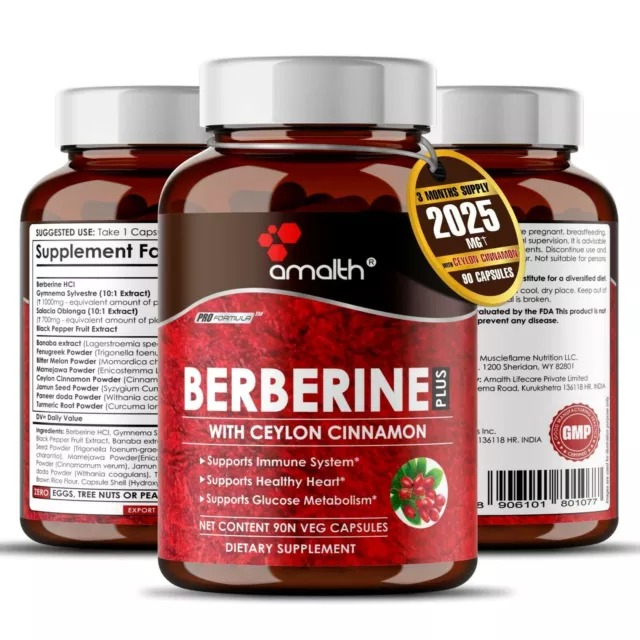 Berberine Plus 12 Premium Herbs 2025mg Capsule - 90 Pilules - Soutien de la...