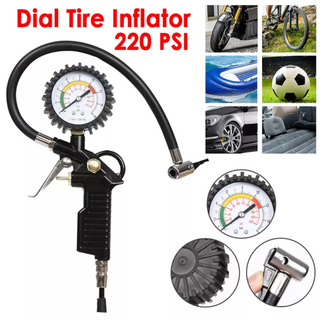 Professional Garage Air Line Tyre Pump Inflator Pressure Gauge For Compressor