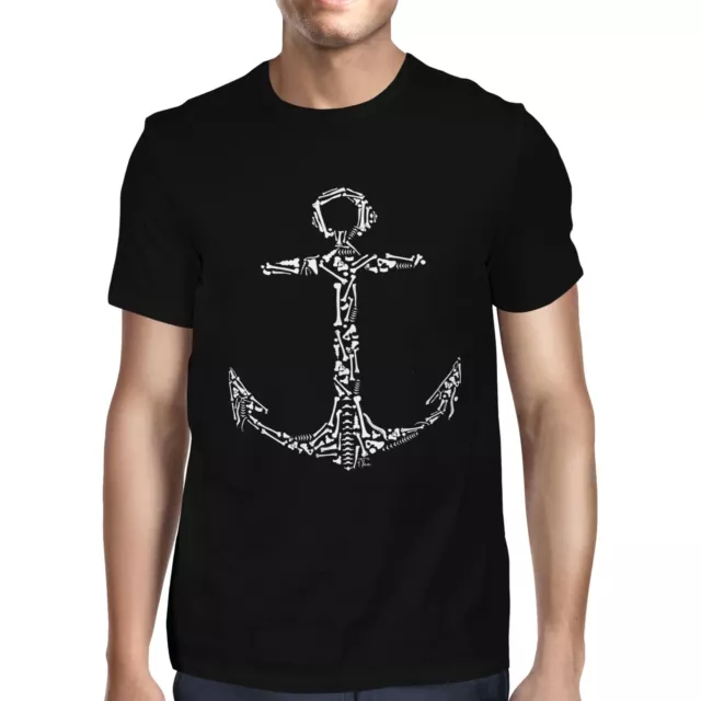 1Tee Mens Skeleton Anchor T-Shirt