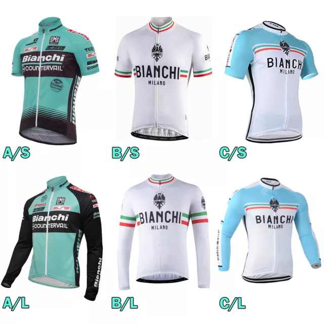 Maillot Cycliste Homme Manches Courtes/Longues Bianchi Biking Suit Breathable
