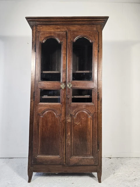 ANCIENNE PETITE BIBLIOTHÈQUE - VITRINE BRETONNE meuble armoire vitrée