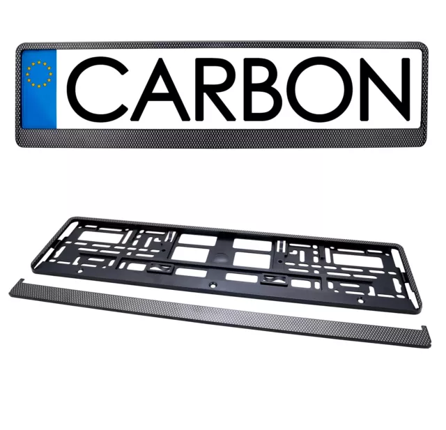 2Stk SET Kennzeichenhalter KFZ Carbon Kennzeichen Nummernschild Halter Rahmen