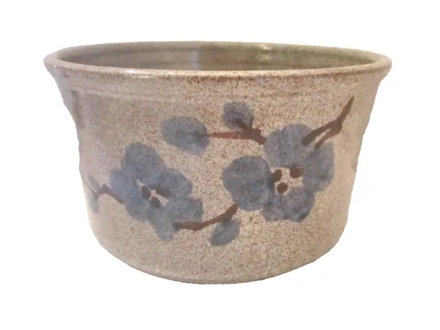 Old Time Pottery Winthrop, WA - 1989 Bowl Crock Planter - Blue Flower Studio Art