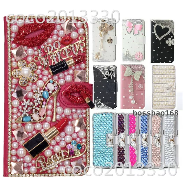 For Motorola Moto One 5G UW Ace Bling flip Leather slots stand Wallet Phone Case