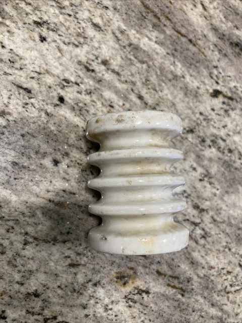 antique white porcelain 5 rib insulator vintage steam punk farmhouse