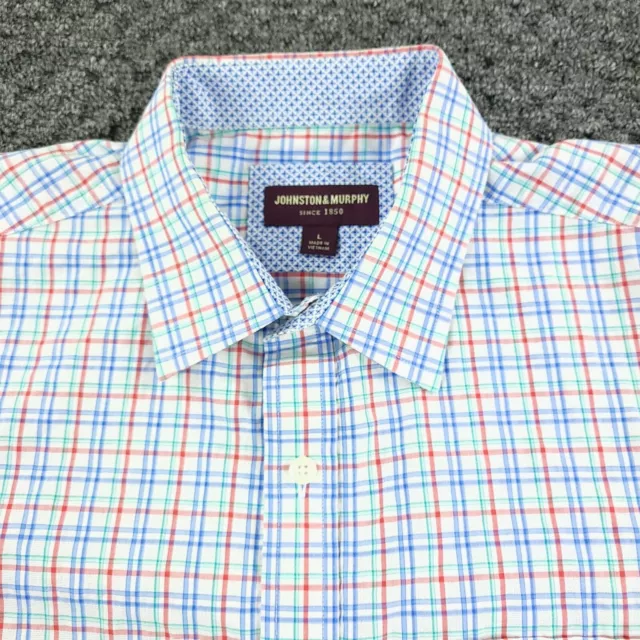 Johnston & Murphy Dress Shirt Men Large Blue Flip Cuff Business Office Casual