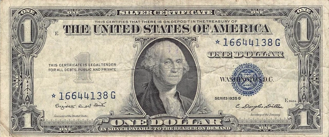 1935-G Silver Certificate $1 Blue Seal Dollar Bill *** Star Note *** (PM125)