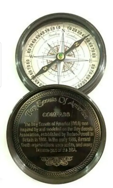 Handmade 3" Antique Maritime Brass Boy Scout Compass Nautical Pocket Direction