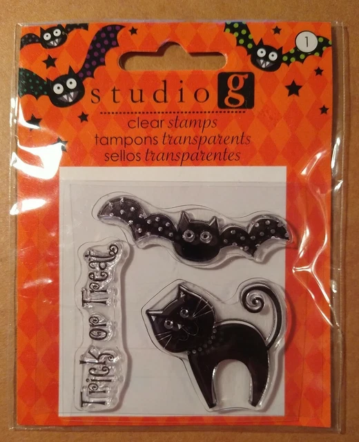 STUDIO G Halloween - BAT Black Cat Trick or Treat - Cling Stamps STUDIO G Halloween - BAT Black Cat Trick or Treat - Cling Stamps