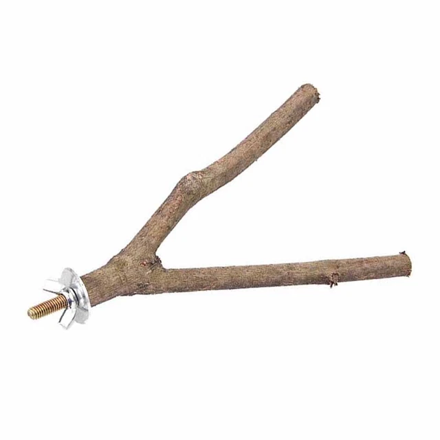 Pet Parrot Wood Fork Stand Rack Branch Perches For Bird Cage Chew Toys