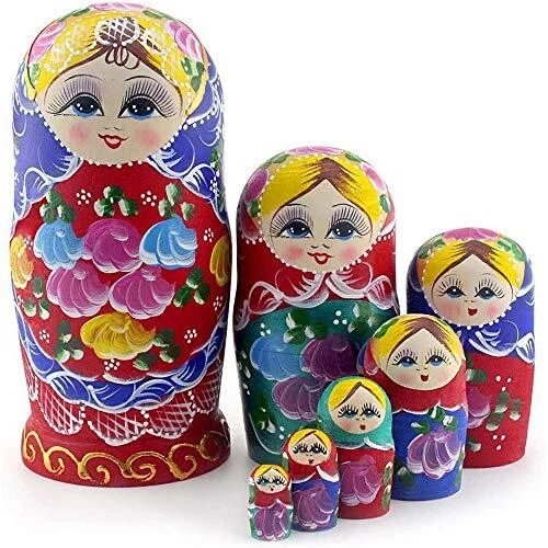 Starxing Russian Nesting Dolls Matryoshka Wood Stacking Nested Set 7 Pieces H...