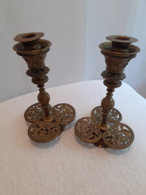 Pair of Vintage Brass Candle Sticks