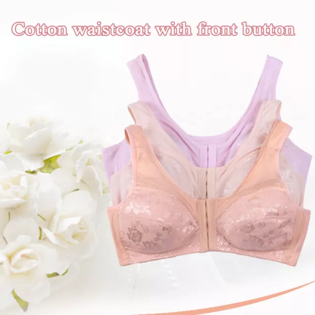 NEW LADIES COTTON RICH FLORAL PATTERN FRONT FASTENING BRA*NON WIRED/NON  PADDED*