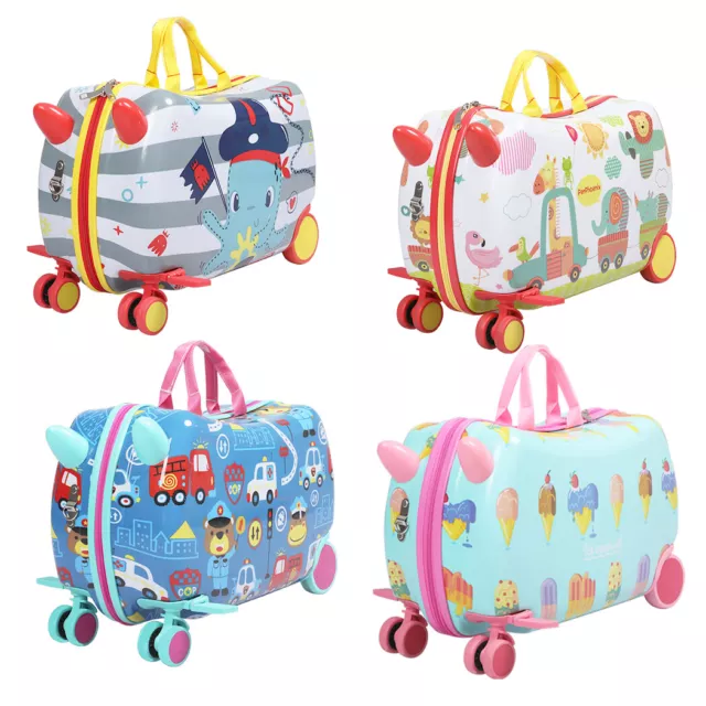 BoPeep Kids Ride On Suitcase Children Travel Luggage Carry Bag Trolley Wheel