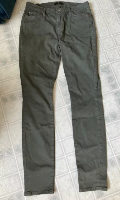 7 For All Mankind Skinny Ankle Pants Womens Size 28 Green Chino