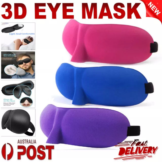 3D Foam Padded Travel Eye Mask Sleep Sleeping Cover Rest Eyepatch Blindfold AU