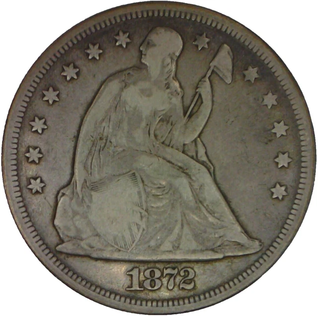 1872 Seated Liberty Silver Dollar High Grade With Motto US Type Coin