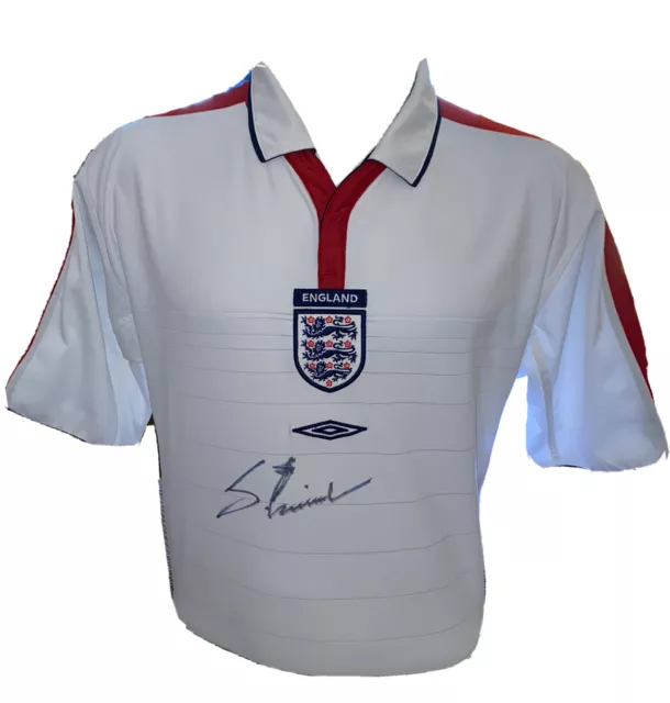 Signed Sven Goran Eriksson Retro England Home Shirt 2