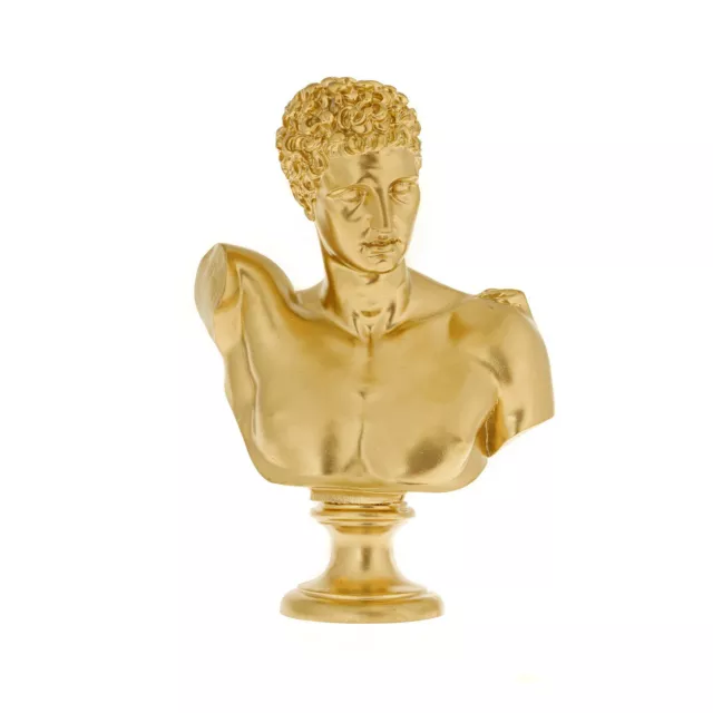Greek God Hermes Head Bust Statue, 31cm / 12.2'', Gold Color, Large Size