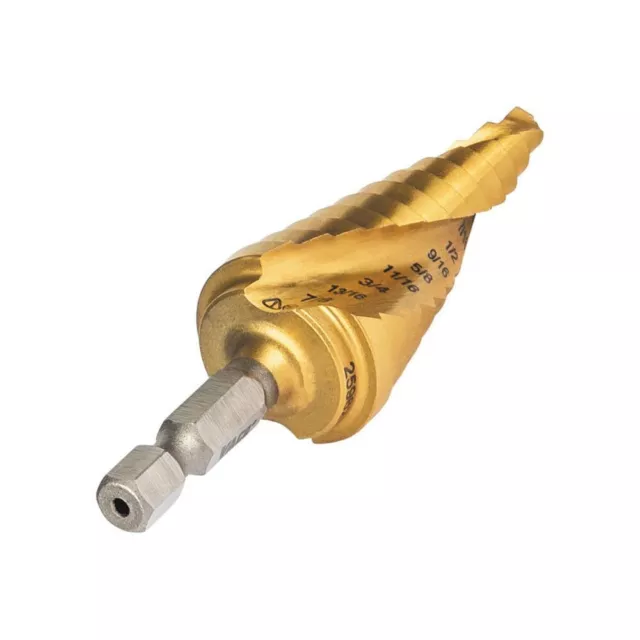 Klein Tools 25962 Step Drill Bit, Spiral Double-Fluted, 3/16" to 7/8", VACO 13