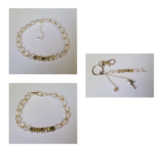 Sissy Handgefertigt Perlenfusskettchenarmband Set / Schmuck Schwule Herren Cd/Tv Caged Ss10