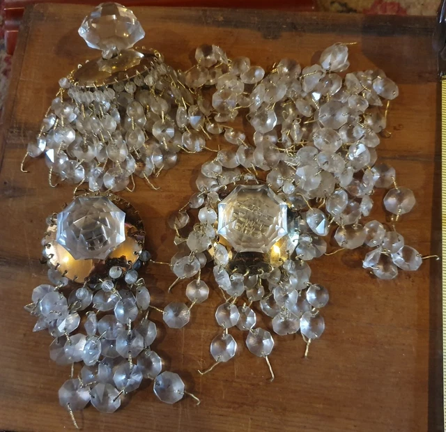 Large job lot of vintage crystal Cut Glass Chandelier Drops