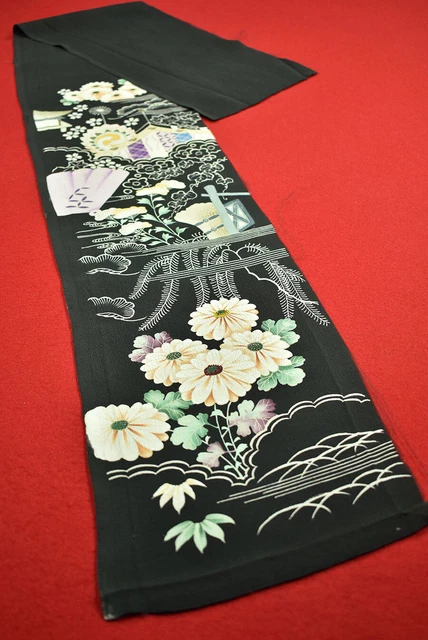 Vintage Japanese Kimono Fabric Silk Antique Boro Kusakizome Dyed 50.8"/MM30/40