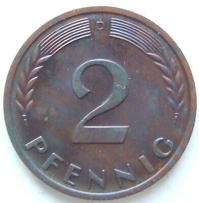 Pièce de Monnaie Rfa 2 Pfennig 1959 D En Proof Seulement 150 Exemplaires Rare