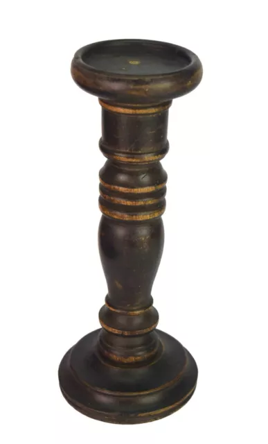 Indian Vintage Pillar Candle Holder, Wooden Home Décor Light Candlestick i71-546