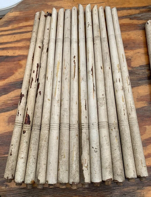 13 Architectural Old Stairway Painted Wood Wooden Turned Pole Balusters Spindles