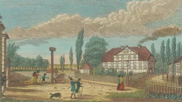 GÖTTINGEN - Gesamtansicht Sehlens Garten - Stammbuchblätter - Kupferstich 1820
