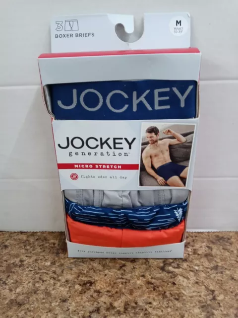 Jockey Generation Men's Cotton Stretch 3 pk Boxer Briefs Blue Mix S Small
