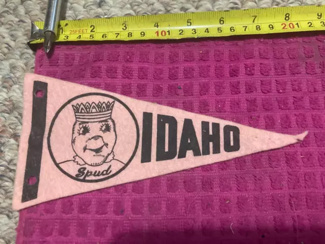 VTG 1960s Idaho Mini Pennant ID King Spud Potato Tourist Souvenir Flag Banner