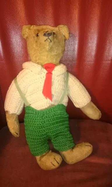 Rarität für Sammler! Steiff Teddy Vorkriegszeit in Originalkleidung ca. 30 cm 3