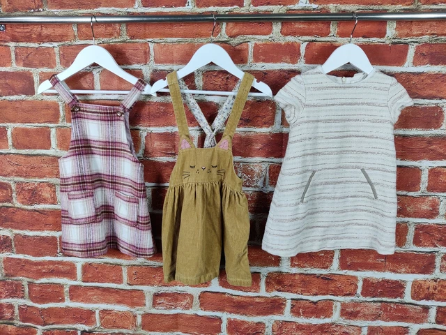 Pacchetto Ragazze Età 2-3 Anni Zara Next Pinafore Abito In Velluto A Coste Tartan Check 98Cm