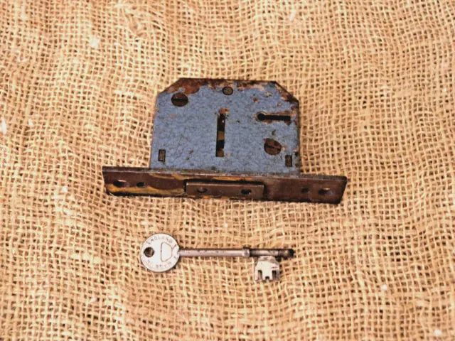 Antique Victorian Cabinet Door Lock with Key, Mortise Lock Made England, Working