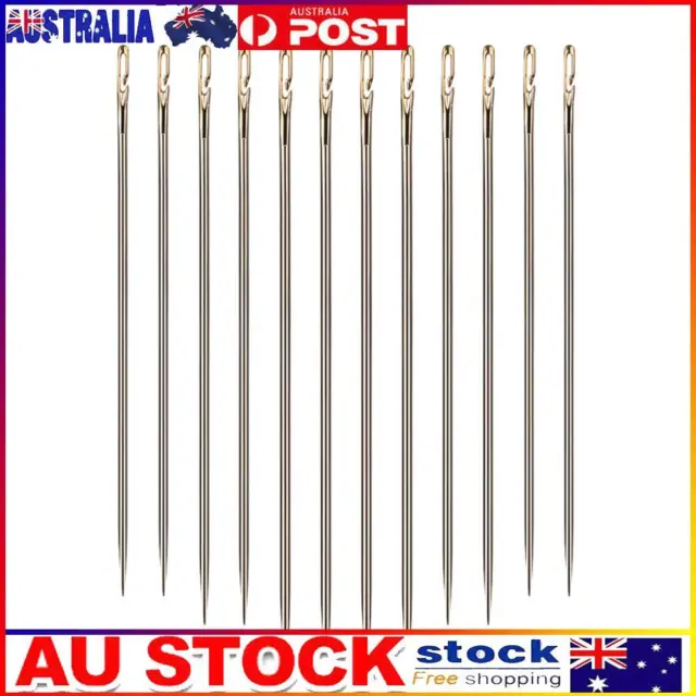 12 PCS STAINLESS Steel Self-threading Needles Opening Sewing Darning  Needles AUS $6.99 - PicClick AU