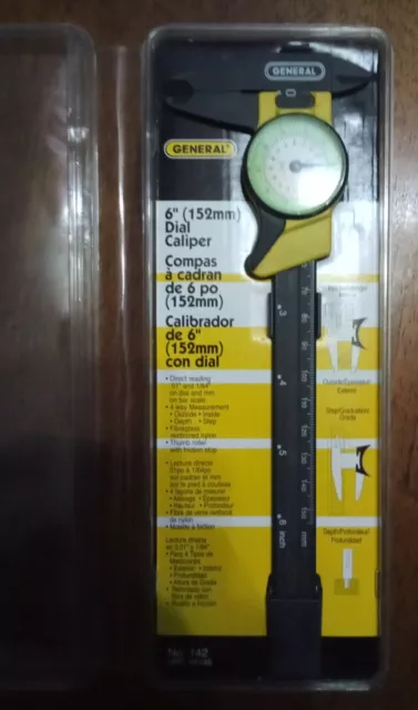 General Tools 142 Plastic Case 6" Inches and Metric Dial Caliper