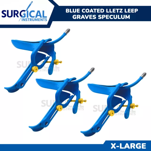 3 Pcs LLETZ LEEP Graves Vaginal Speculum Gynecology X-Large Blue German Grade