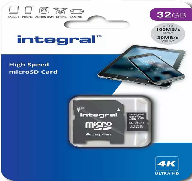 32GB U3 Micro SD Card Memory TF For NEXTBASE Dash Cam 312G,222X (4K Video)
