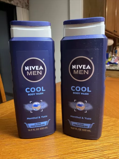 NIVEA HOMBRE Cool Body Wash con Mentol Helado, Botella de 16,9 Fl Oz, Paquete de 2.