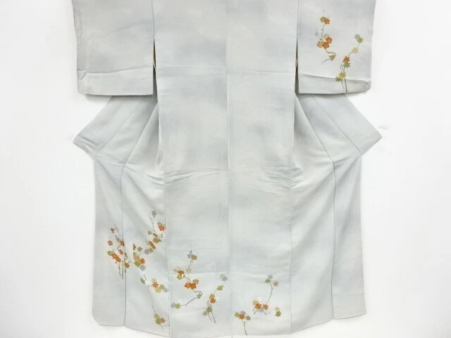 85620# Japanese Kimono / Antique Kimono / Embroidery / Ume Blossom Branch