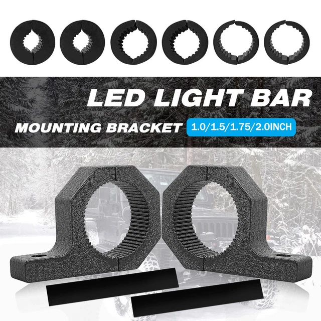 2x 2"in 25mm-50mm Mount Bracket Clamp For LED Light Bull Bar HID Holder Mounting