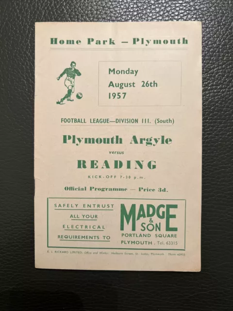 26.8.1957. Plymouth Argyle v Reading (Div 3 South).