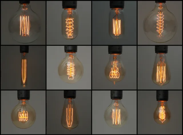 Vintage Industrial Filament Edison Light Lamp Bulbs | E27 es Screw & B22 Bayonet