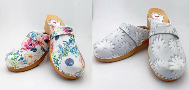 Sabots Femmes Cuir Véritable de Bois Chaussures en Sandales Baskets