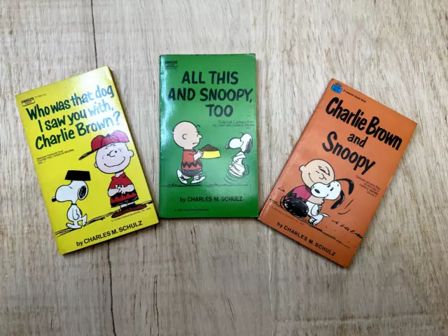 PEANUTS Charles M Schulz, Charlie Brown Snoopy--Lot of 3 Paperback Books 60s-70s