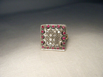 Gorgeous Antique Estate 14K Pink Rose Gold Diamond Ruby Filigree Ring
